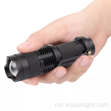 Amazon Hot Sale Murah SK68 Zoom Laras Focus 3 Mod Terbaik Hadiah Promosi Mini Portable Flashlight Kecil dengan Klip Pen